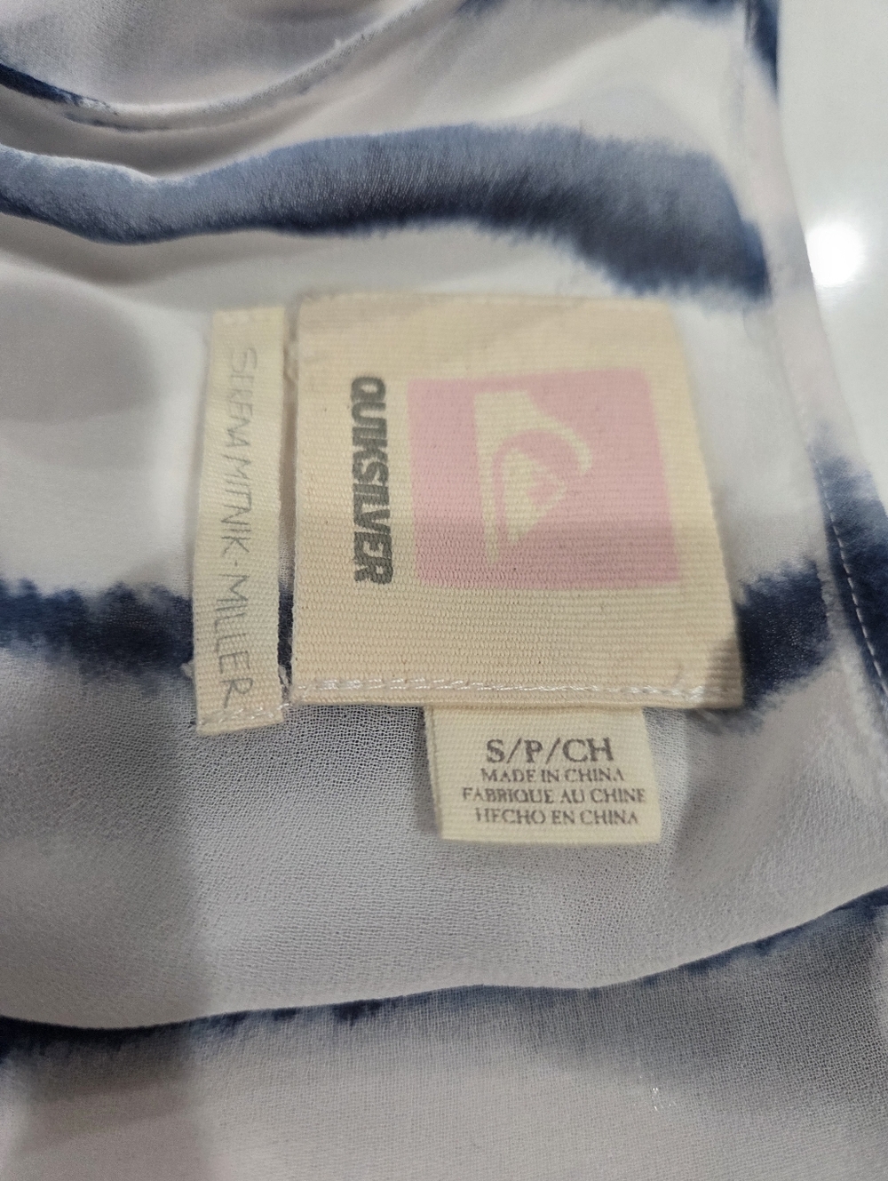 Quiksilver Women's Blue Stripe V-Neck Elastic Waist Top Size S Y2k - Picture 4 of 10